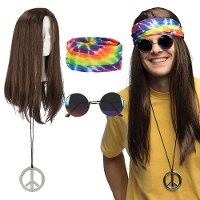 Verkleed set Hippie   heren   Carnavalskleding   4 delig   Flower Power set