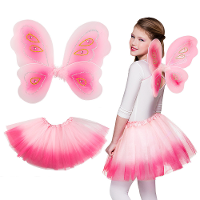 Verkleed set vlinder/fee   vleugels en rokje   roze   kinderen   Carnavalskleding/acces