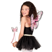 Verkleed set vlinder   vleugels en toverstokje   lichtroze   kinderen   Carnavalskleding/accessoires