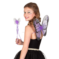 Verkleed set vlinder   vleugels en toverstokje   paars   kinderen   Carnavalskleding/accessoires