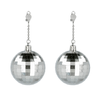 Verkleed sieraden XL oorbellen disco spiegelballen   zilver   dames   kunststof   Seventies/Eighties