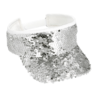 Verkleed zonneklep/sunvisor   voor volwassenen   Glitter zilver   Carnaval/festival