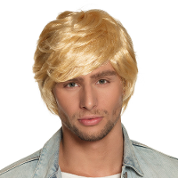 Verkleedpruik Bad Boy heren   blond   Boyband/seventies/eighties   kort golvend haar