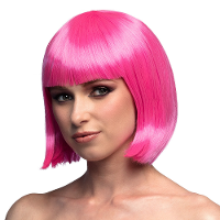 Verkleedpruik dames   fuchsia roze   Cabaret/Hollywood/Diva   Carnaval   kort haar bobline
