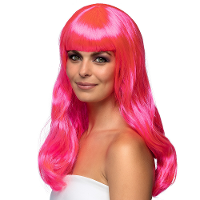Verkleedpruik dames   fuchsia roze   Cabaret/Hollywood/Diva   Carnaval   lang chique haar