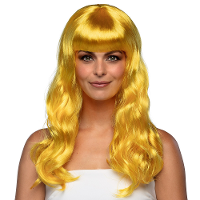 Verkleedpruik dames   geel   Cabaret/Hollywood/Diva   Carnaval   lang chique haar