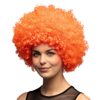Verkleedpruik dames/heren   oranje   Seventies/eighties/sixties   Carnaval   kort krullend haar