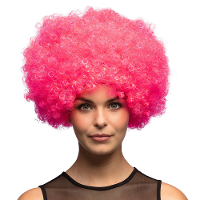 Verkleedpruik dames/heren   roze   Seventies/eighties/sixties   Carnaval   kort krullend haar