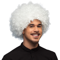 Verkleedpruik dames/heren   wit   Seventies/eighties/sixties   Carnaval   kort krullend haar
