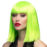 Verkleedpruik dames   neon groen   Cabaret/Hollywood/Diva   Carnaval   half lang chique haar