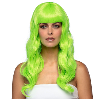 Verkleedpruik dames   neon groen   Cabaret/Hollywood/Diva   Carnaval   lang chique haar
