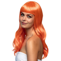 Verkleedpruik dames   oranje   Cabaret/Hollywood/Diva   Carnaval   lang chique haar