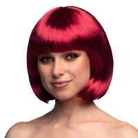 Verkleedpruik dames   robijn rood   Cabaret/Hollywood/Diva   Carnaval   kort haar bobline