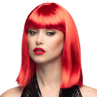 Verkleedpruik dames   rood   Cabaret/Hollywood/Diva   Carnaval   half lang chique haar