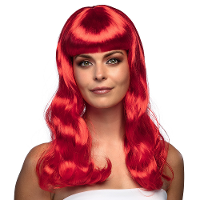 Verkleedpruik dames   rood   Cabaret/Hollywood/Diva   Carnaval   lang chique haar