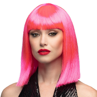 Verkleedpruik dames   roze   Cabaret/Hollywood/Diva   Carnaval   half lang chique haar