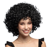 Verkleedpruik dames   zwart   Seventies/Eighties/Disco   Carnaval   kort krullend haar