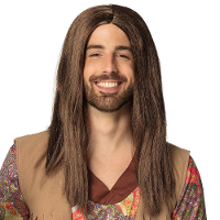 Verkleedpruik Dude voor heren   bruin   Hippie/Sixties/Zwerver   Carnaval   lang haar