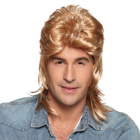 Verkleedpruik met matje voor heren   blond   Eighties/Nineties   Carnaval   half lang haar