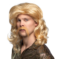 Verkleedpruik met matje voor heren   blond   Eighties/Nineties   Carnaval   half lang haar en snor