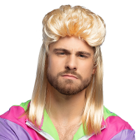 Verkleedpruik met matje voor heren   blond   Eighties/Nineties   Carnaval   lang haar