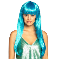 Verkleedpruik voor dames   blauw   Cosplay/zeemeermin/fantasy   Carnaval   lang haar