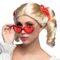 Verkleedpruik voor dames   blond   Jaren 50/Fifties/schoolgirl/popster   Carnaval   staartjes