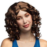 Verkleedpruik voor dames   bruin   Jaren 80 en 90/Celebrity/Filmster   Carnaval   lang krullend haar