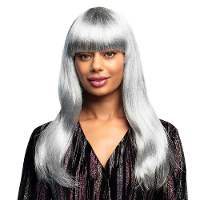 Verkleedpruik voor dames   zilver/wit   glitter and glamour/prinses/disco   Carnaval   lang haar