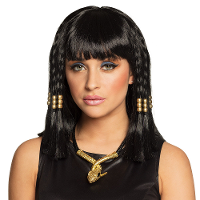 Verkleedpruik voor dames   zwart   Cleopatra/history/fantasy   Carnaval   lang haar   met kralen