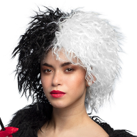 Verkleedpruik voor dames   zwart/wit   films/rock and roll/foute party   Carnaval   kort haar