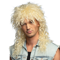 Verkleedpruik voor heren   blond   Eighties/Rocker   Carnaval   lang haar met krullen