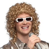 Verkleedpruik voor heren   blond   Eighties/Rocker/Popstar   Carnaval   lang haar met krullen