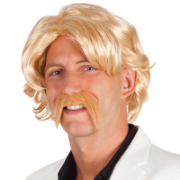 Verkleedpruik voor heren   blond   Seventies/Duitser   Carnaval   haar en foute snor