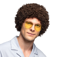 Verkleedpruik voor heren   bruin   Eighties/Seventies   Carnaval   krulletjes haar