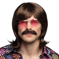 Verkleedpruik voor heren   bruin   Eighties/Seventies/Sixties   Carnaval   half lang haar