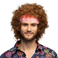 Verkleedpruik voor heren   bruin   Sixties/Hippie   Carnaval   lang haar met krullen