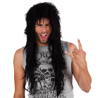 Verkleedpruik voor heren   zwart   Eighties/Rocker/Muzikant   Carnaval   lang haar