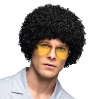 Verkleedpruik voor heren   zwart   Eighties/Seventies   Carnaval   krulletjes haar
