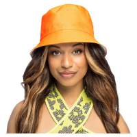 Vissershoedjes zonnehoedjes   Neon oranje print   volwassenen   carnaval