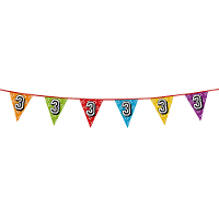 Boland Vlaggenlijn 3 jaar   multicolor   glitters   8 meter   kunststof   vlaggetjes
