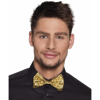 Vlinderstrikje   goud   polyester   11 cm   voor dames/heren   verkleedartikelen