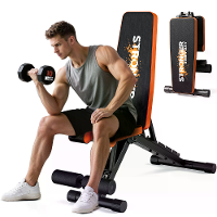 [EU Direct] Bominfit A200S Vouwbare Gewichtsbank, 400KG Zware Belastbaarheid Aanpasbare Oefenbank voor Thuisgym, 13 Posi