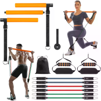 Bominfit Pilates Bar Kit met 6 Weerstand Bands 20/30/40 LBS Deuranker Draagbare Thuisgym Uitrusting voor Full Body Worko