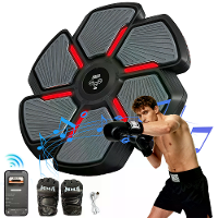 Bominfit QB02 Muziek Boksmachine met LED Licht & Bluetooth, Slim Muur Gemonteerd Bokstarget voor Thuisgym, 9 Snelheden &