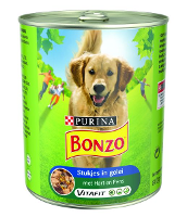 800 Gr Bonzo Blik Stukjes In Gelei Hart / Pens Hondenvoer