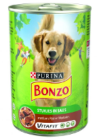 Bonzo Blik Stukjes In Saus Lam / Rijst / Wortelen Hondenvoer #95;_400 Gr