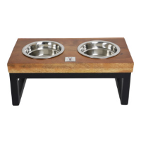 Boony Est 1941 Dinnerset hout met metalen frame voerbakjes hond 45 cm