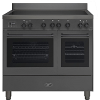 Boretti MLI94DMAT Inductiefornuis Milano met Dubbele Oven   4 Kookzones   90 cm   Antraciet