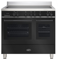 Boretti MLI94DZW Inductiefornuis Milano met Dubbele Oven   4 Kookzones   90 cm   Zwart
